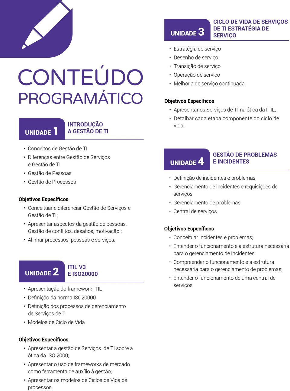 Conceitos de Gestão de TI Diferenças entre Gestão de Serviços e Gestão de TI Gestão de Pessoas Gestão de Processos Conceituar e diferenciar Gestão de Serviços e Gestão de TI; Apresentar aspectos da