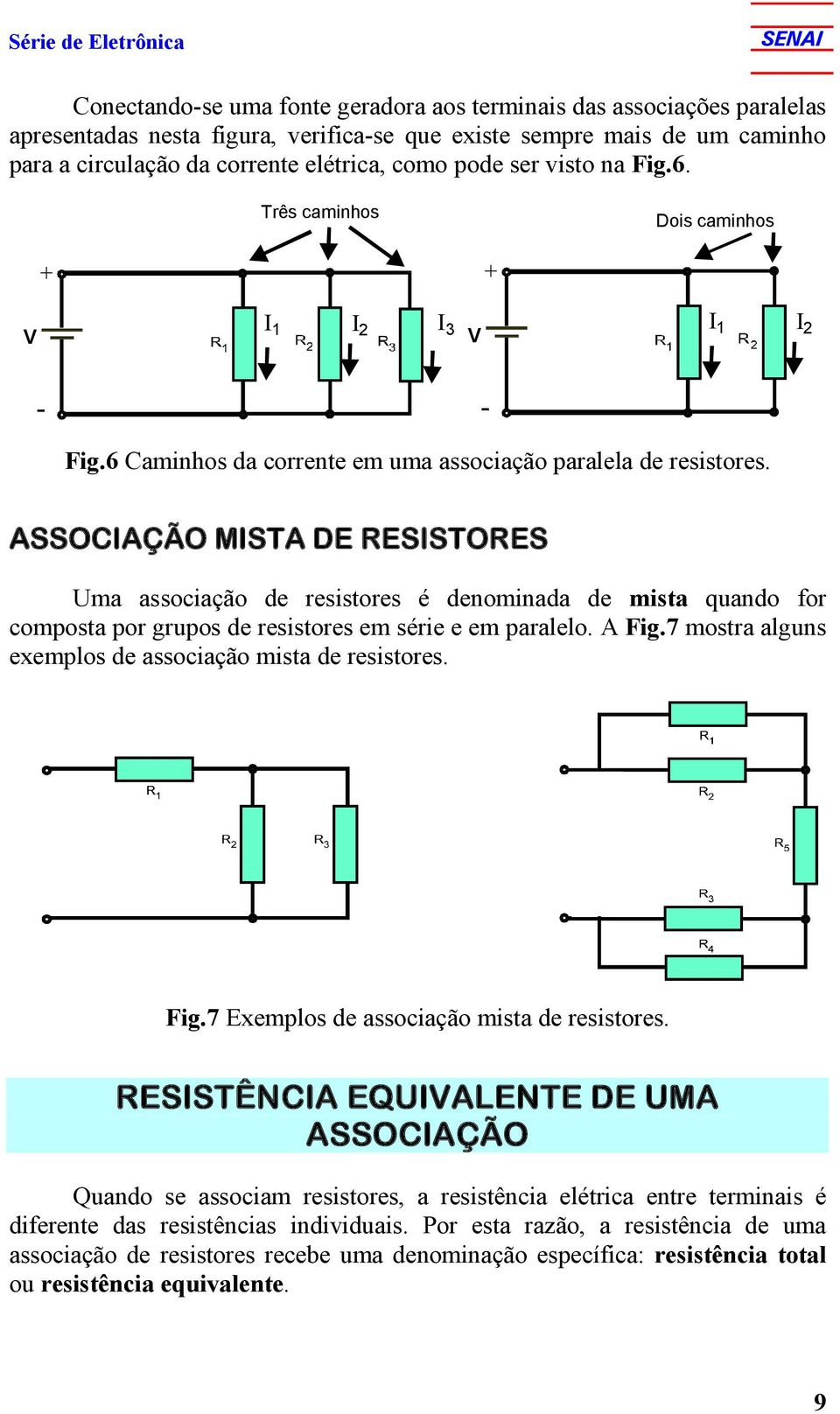 ASSOCIAÇÃO MISTA DE ESISTOES Uma associação de resistores é denominada de mista quando for composta por grupos de resistores em série e em paralelo. A Fig.
