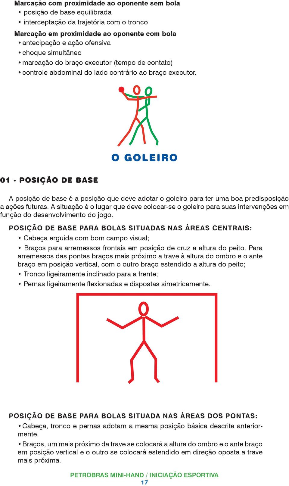 O GOLEIRO 01 - POSIÇÃO DE BASE A posição de base é a posição que deve adotar o goleiro para ter uma boa predisposição a ações futuras.