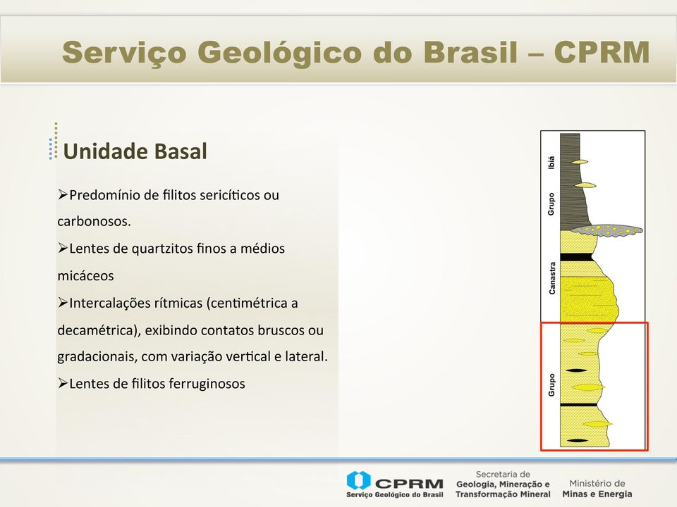 rítmicas (cen-métrica a decamétrica), exibindo contatos bruscos ou