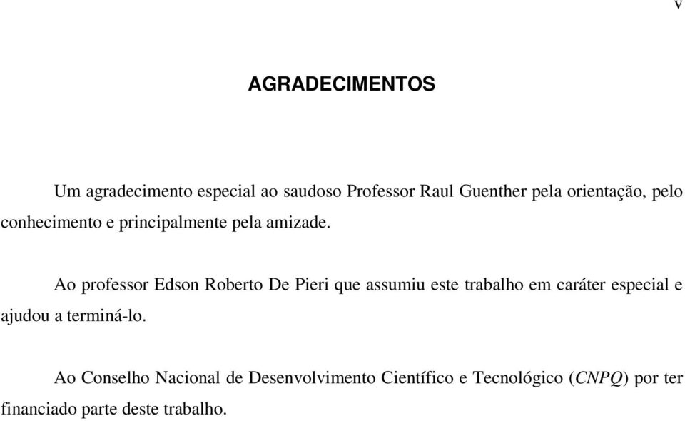 Ao professor Edson Roberto De Pieri que assumiu este trabalho em caráter especial e ajudou