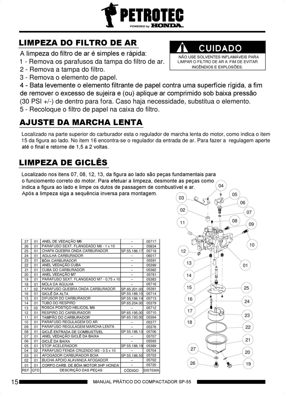 Caso haja necessidade, substitua o elemento. 5 - Recoloque o filtro de papel na caixa do filtro.