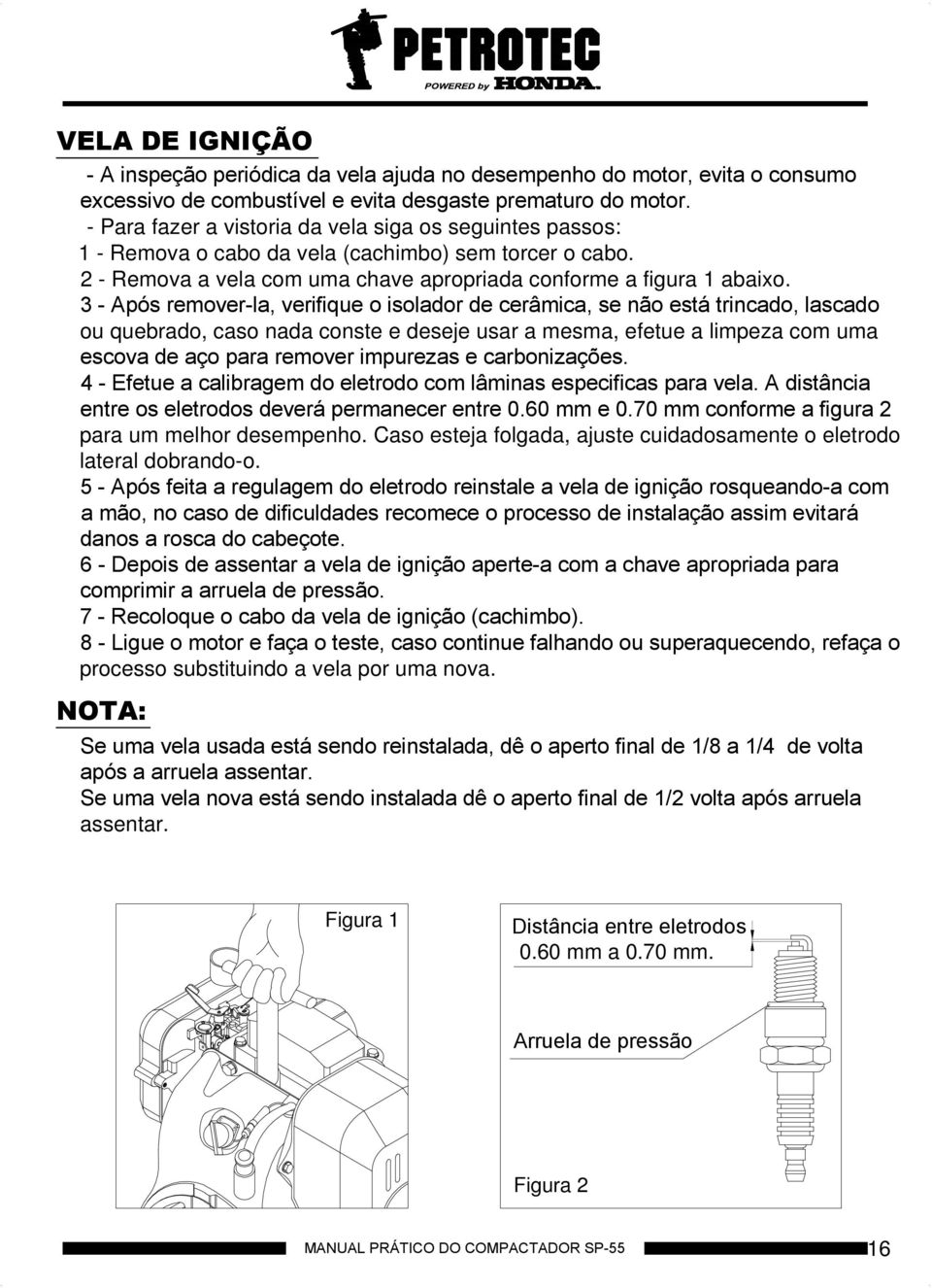 3 - Após remover-la, verifique o isolador de cerâmica, se não está trincado, lascado ou quebrado, caso nada conste e deseje usar a mesma, efetue a limpeza com uma escova de aço para remover impurezas