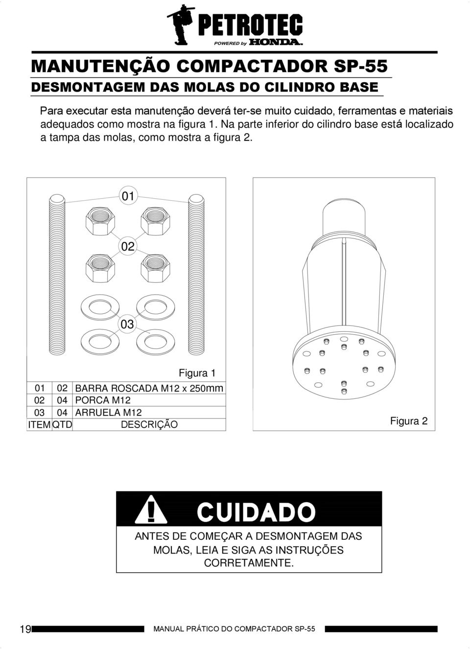 Na parte inferior do cilindro base está localizado a tampa das molas, como mostra a figura 2.