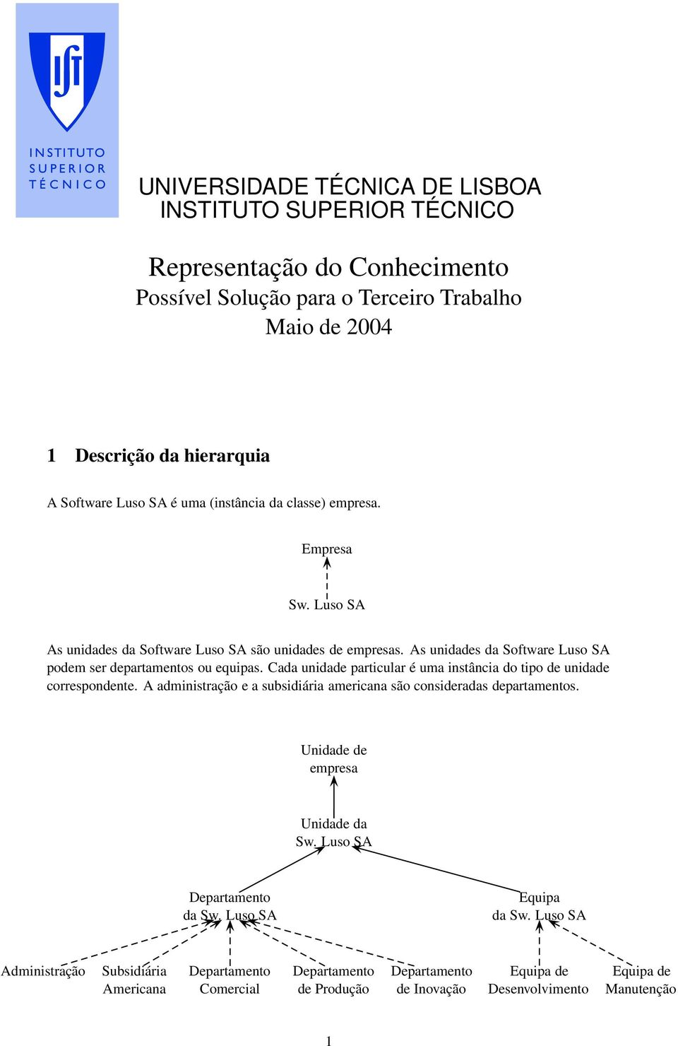 Cada unidade particular é uma instância do tipo de unidade correspondente. A administração e a subsidiária americana são consideradas departamentos. Unidade de empresa Unidade da Sw.