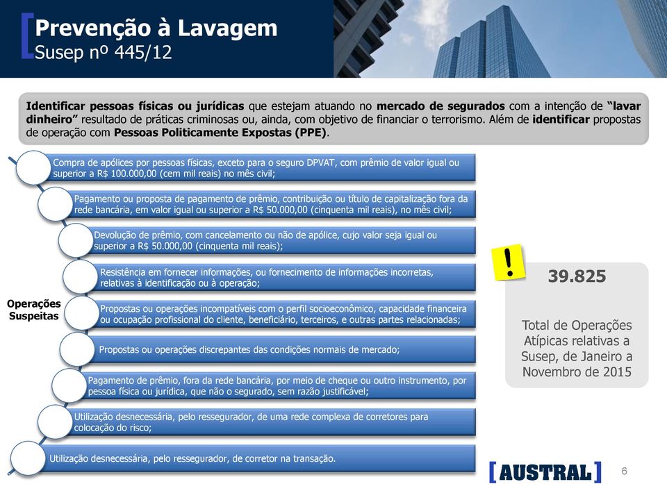 Compra de apólices por pessoas físicas, exceto para o seguro DPVAT, com prêmio de valor igual ou superior a R$ 100.