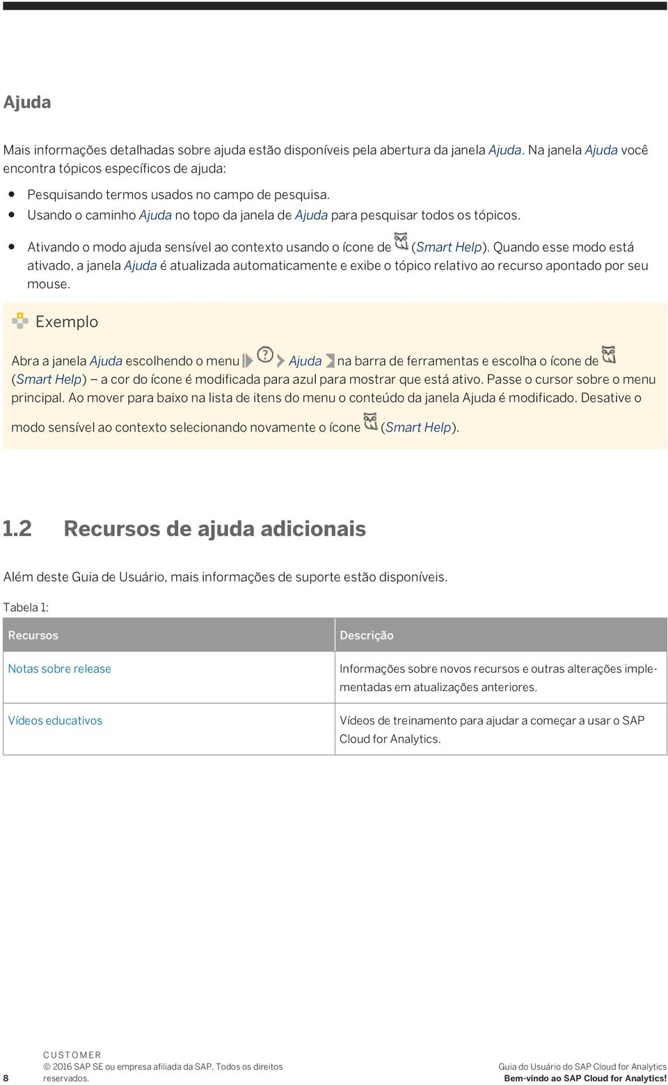 Ativando o modo ajuda sensível ao contexto usando o ícone de (Smart Help).