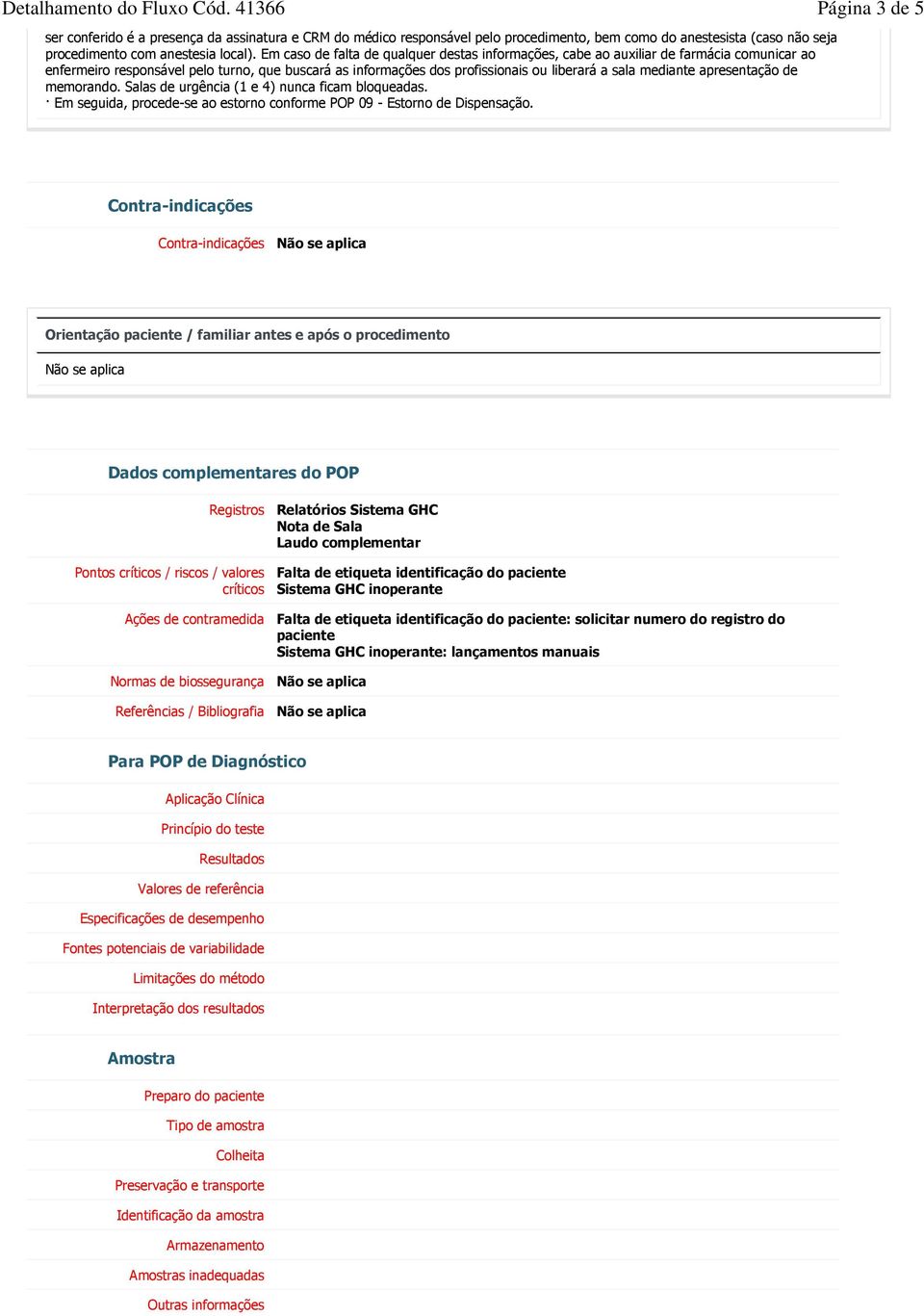 apresentação de memorando. Salas de urgência (1 e 4) nunca ficam bloqueadas. Em seguida, procede-se ao estorno conforme POP 09 - Estorno de Dispensação.