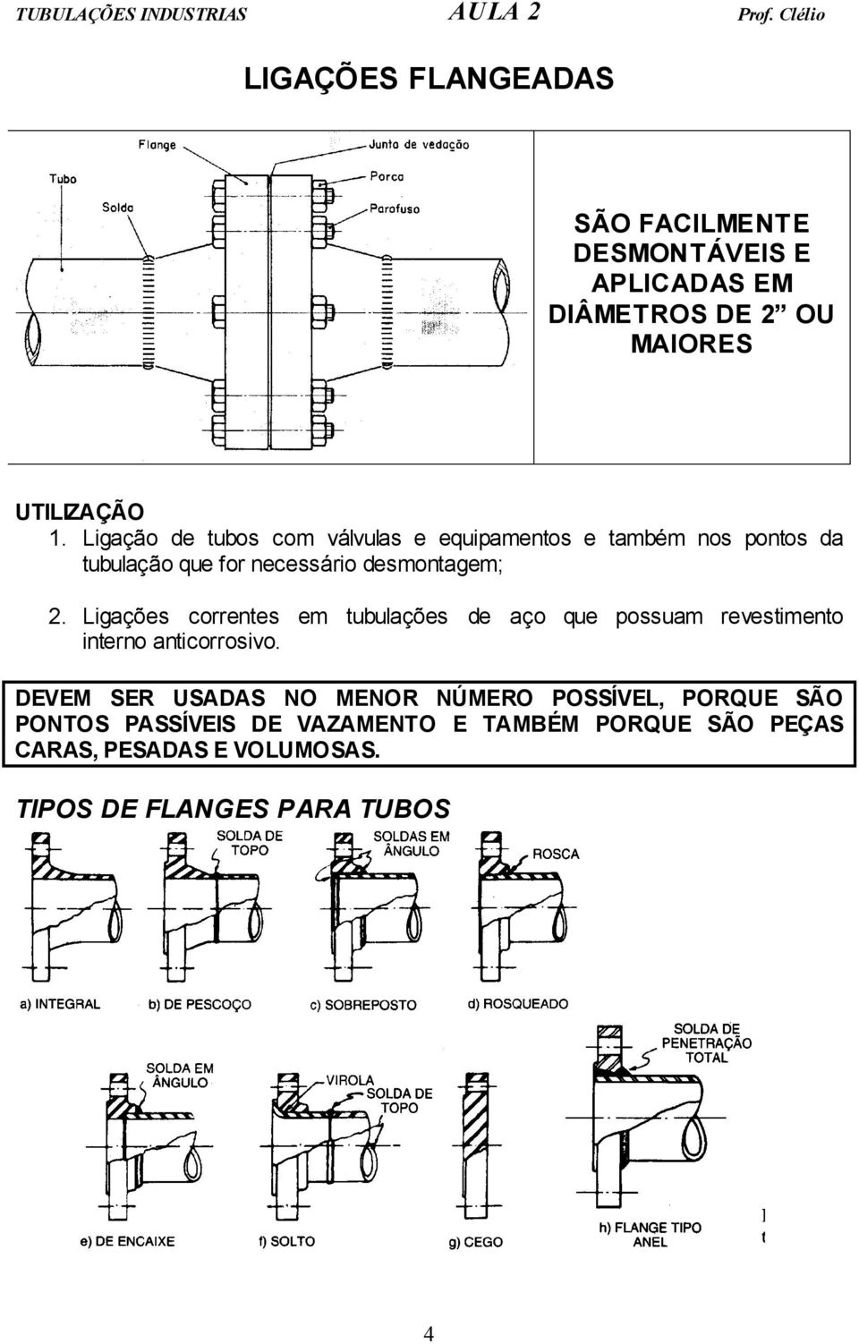 Ligações correntes em tubulações de aço que possuam revestimento interno anticorrosivo.