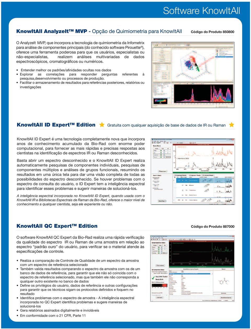 espectroscópicos, cromatográficos ou numéricos.