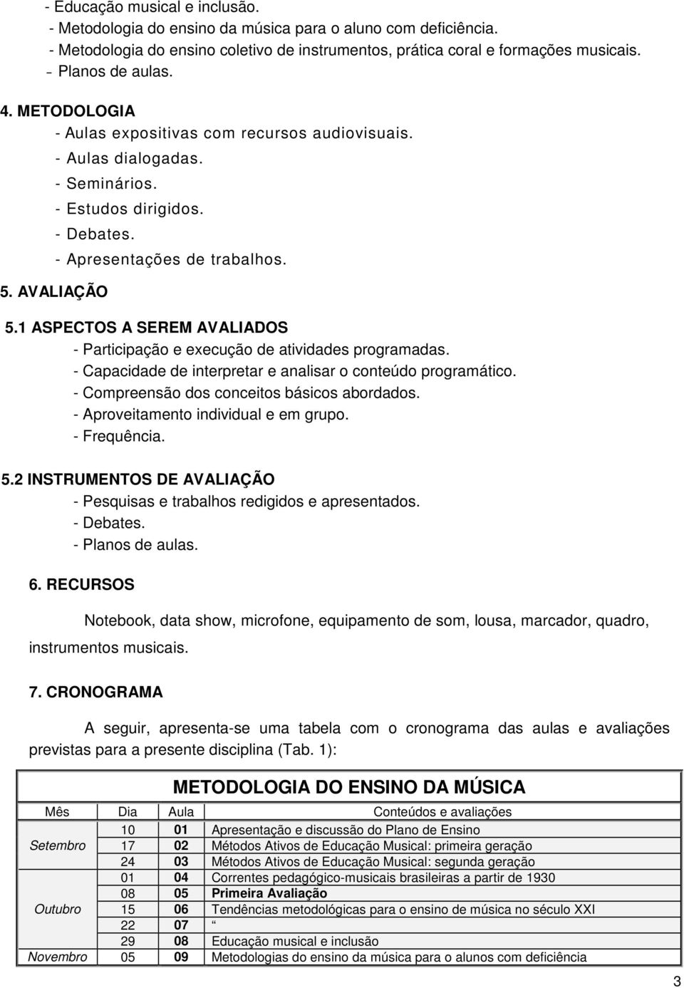 AVALIAÇÃO - Apresentações de trabalhos. 5.1 ASPECTOS A SEREM AVALIADOS - Participação e execução de atividades programadas. - Capacidade de interpretar e analisar o conteúdo programático.