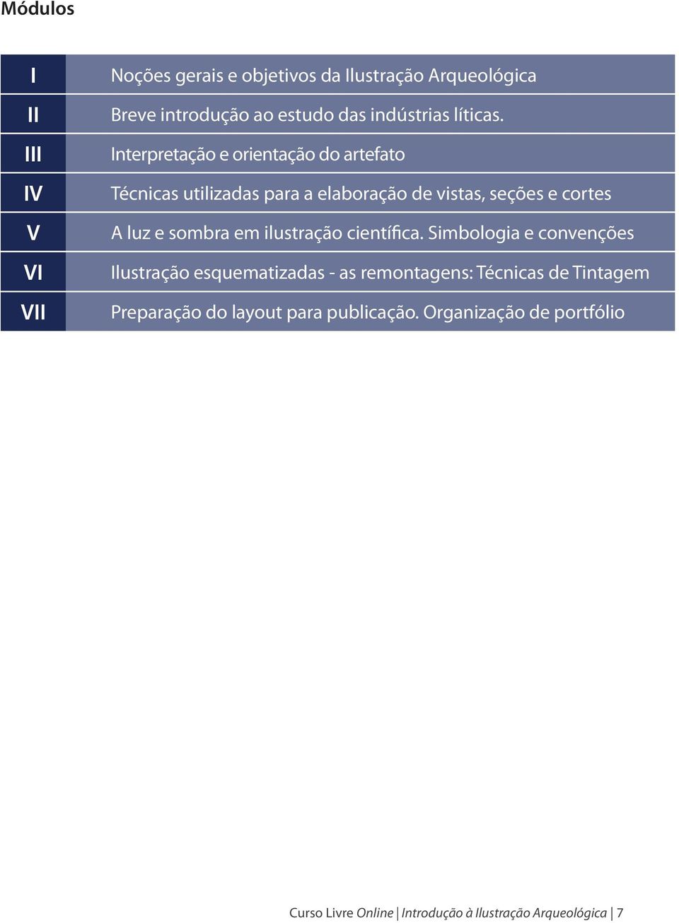 Interpretação e orientação do artefato Técnicas utilizadas para a elaboração de vistas, seções e cortes A luz e sombra em