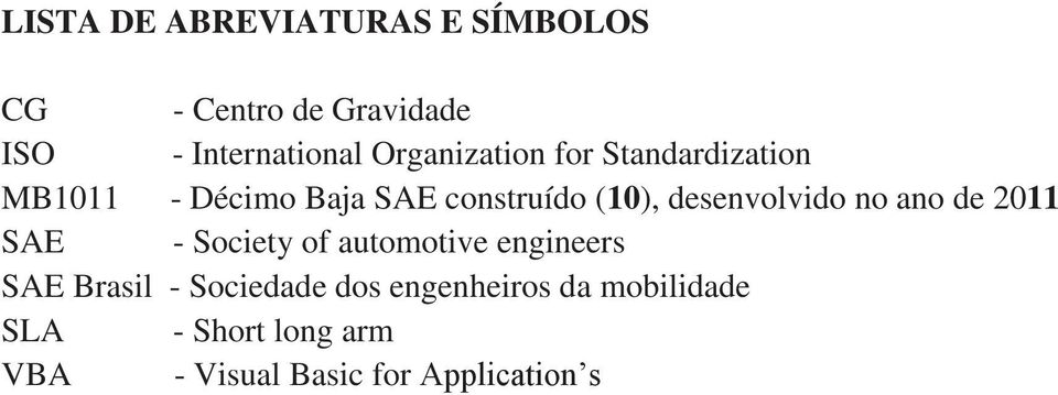 desenvolvido no ano de 2011 SAE - Society of automotive engineers SAE Brasil -