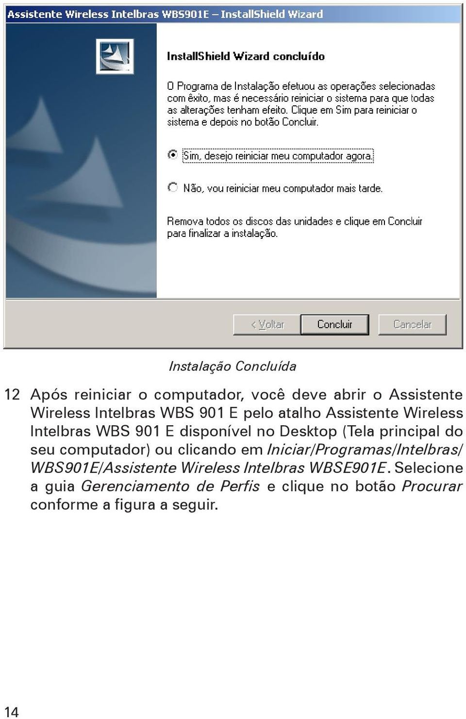 seu computador) ou clicando em Iniciar/Programas/Intelbras/ WBS901E/Assistente Wireless Intelbras