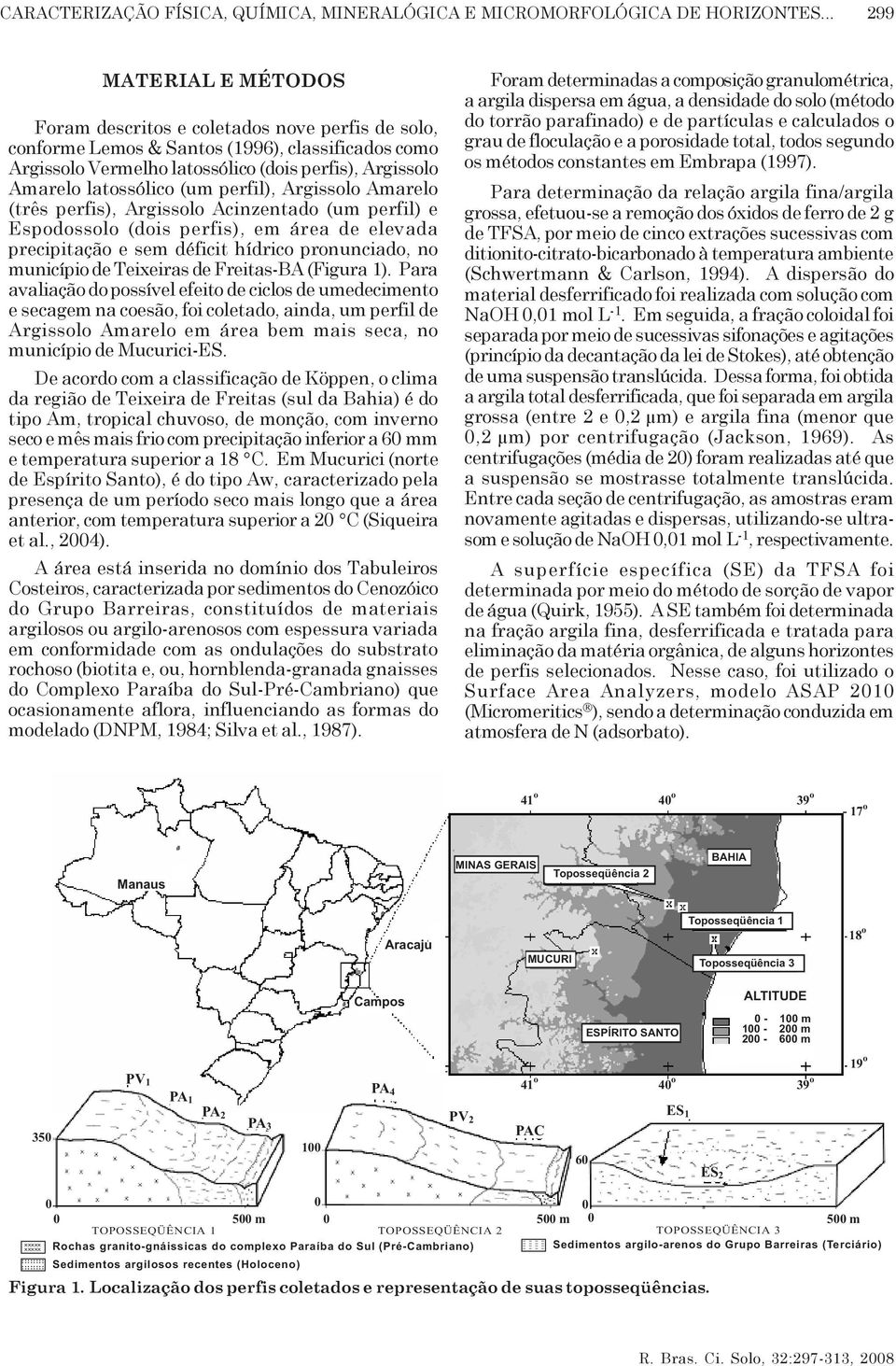 latossólico (um perfil), Argissolo Amarelo (três perfis), Argissolo Acinzentado (um perfil) e Espodossolo (dois perfis), em área de elevada precipitação e sem déficit hídrico pronunciado, no