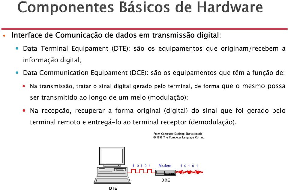 transmissão, tratar o sinal digital gerado pelo terminal, de forma que o mesmo possa ser transmitido ao longo de um meio