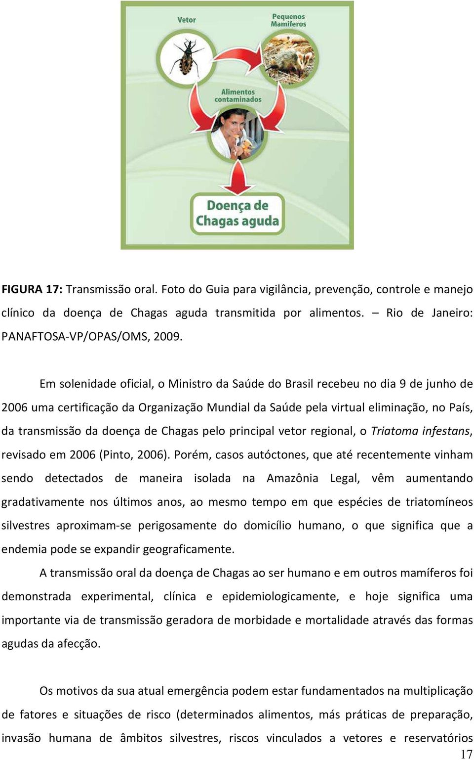 Chagas pelo principal vetor regional, o Triatoma infestans, revisado em 2006 (Pinto, 2006).