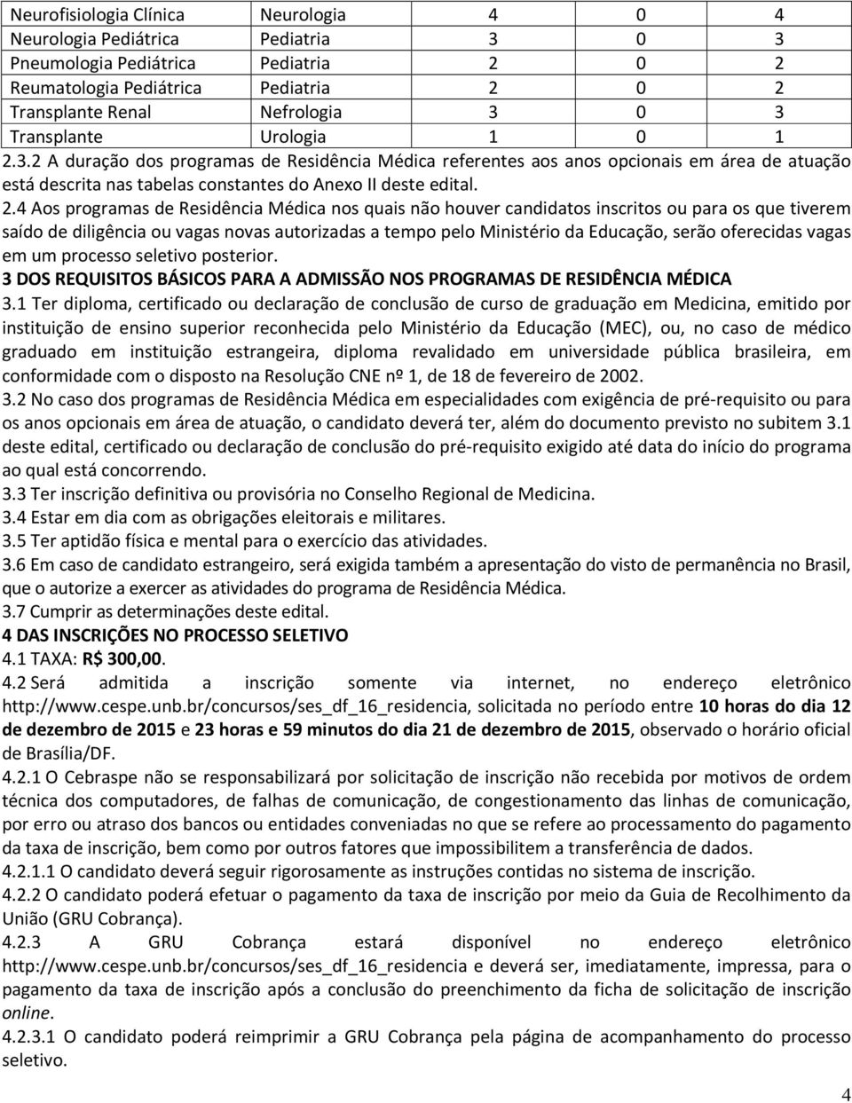 2.4 Aos programas de Residência Médica nos quais não houver candidatos inscritos ou para os que tiverem saído de diligência ou vagas novas autorizadas a tempo pelo Ministério da Educação, serão vagas