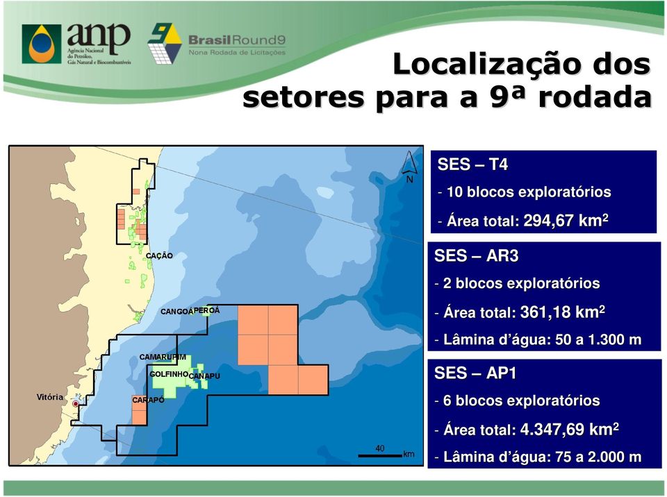 exploratórios - Área total: 361,18 km 2 - Lâmina d ád água: 50 a 1.