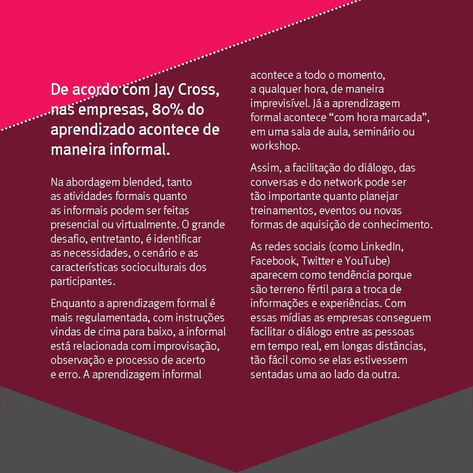 O grande desafio, entretanto, é identificar as necessidades, o cenário e as características socioculturais dos participantes.