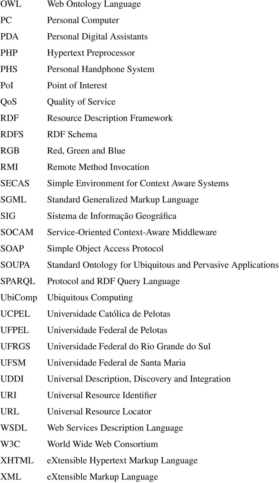 Environment for Context Aware Systems Standard Generalized Markup Language Sistema de Informação Geográfica Service-Oriented Context-Aware Middleware Simple Object Access Protocol Standard Ontology