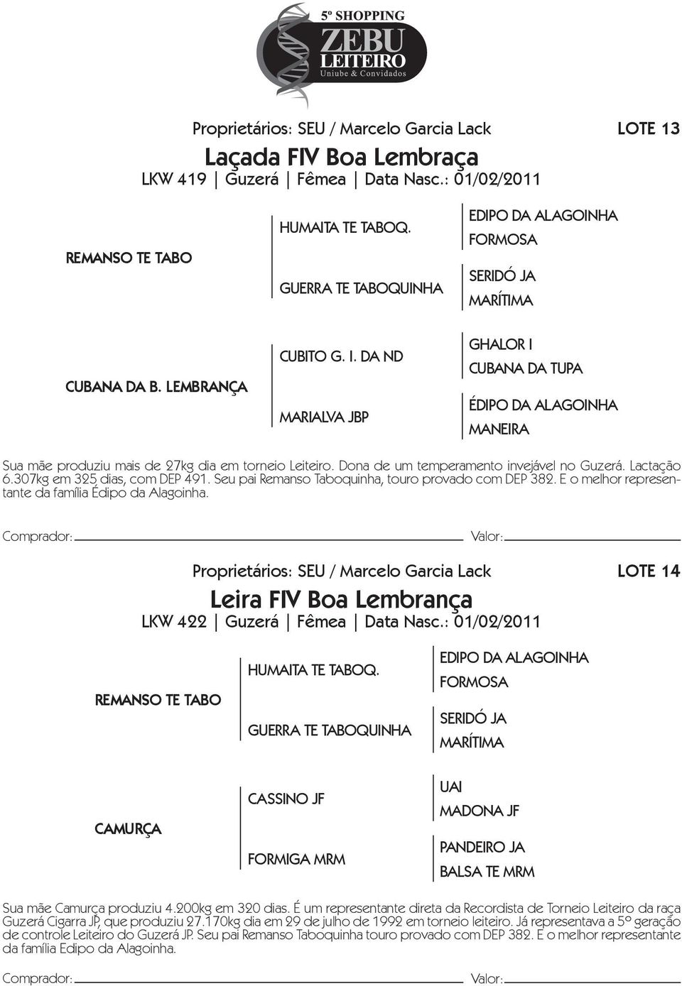 DA ND MARIALVA JBP EDIPO DA ALAGOINHA FORMOSA SERIDÓ JA MARÍTIMA GHALOR I CUBANA DA TUPA ÉDIPO DA ALAGOINHA MANEIRA Sua mãe produziu mais de 27kg dia em torneio Leiteiro.