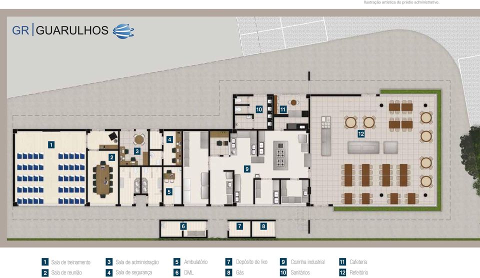 administração 5 Ambulatório 7 Depósito de lixo 9 Cozinha