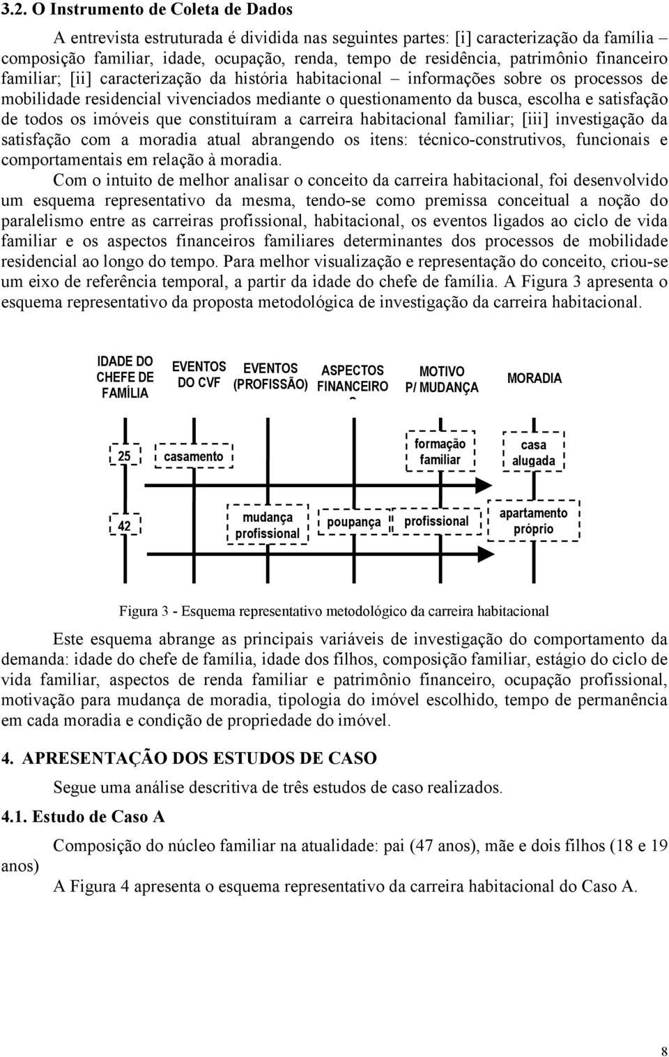 satisfação de todos os imóveis que constituíram a carreira habitacional familiar; [iii] investigação da satisfação com a moradia atual abrangendo os itens: técnico-construtivos, funcionais e