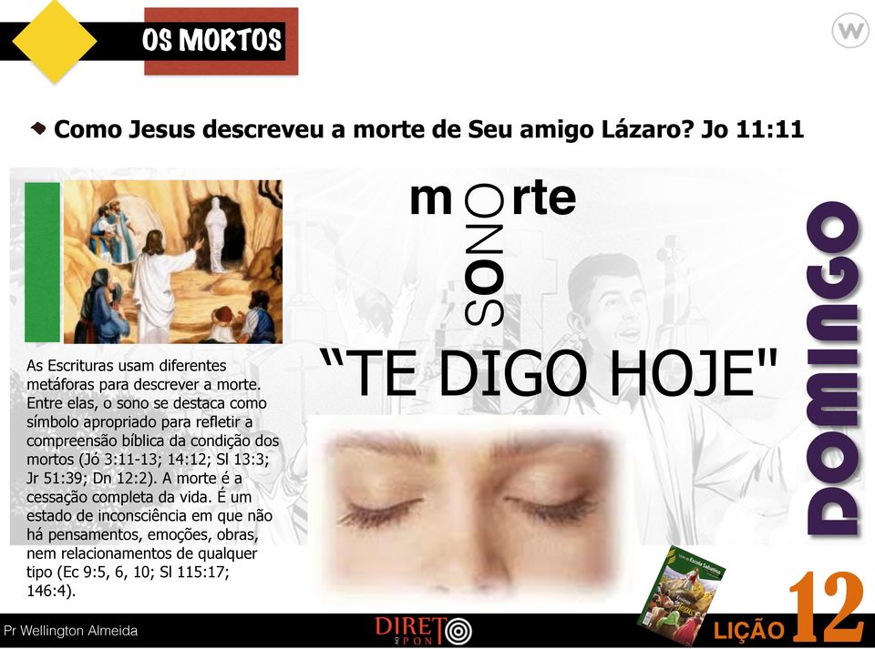 Entre elas, o sono se destaca como símbolo apropriado para refletir a compreensão bíblica da condição dos mortos (Jó 3:11-13;