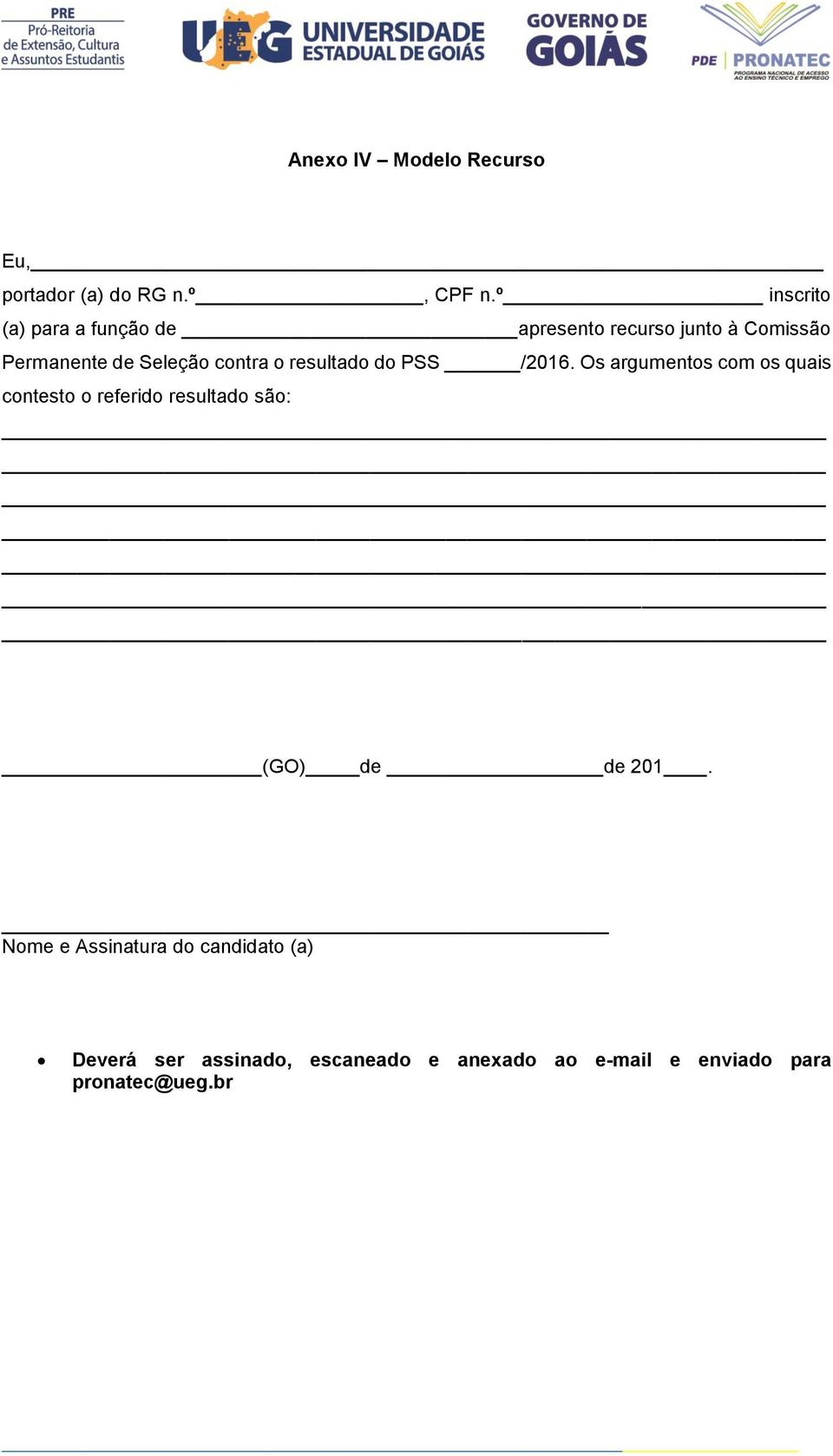 contra o resultado do PSS /2016.