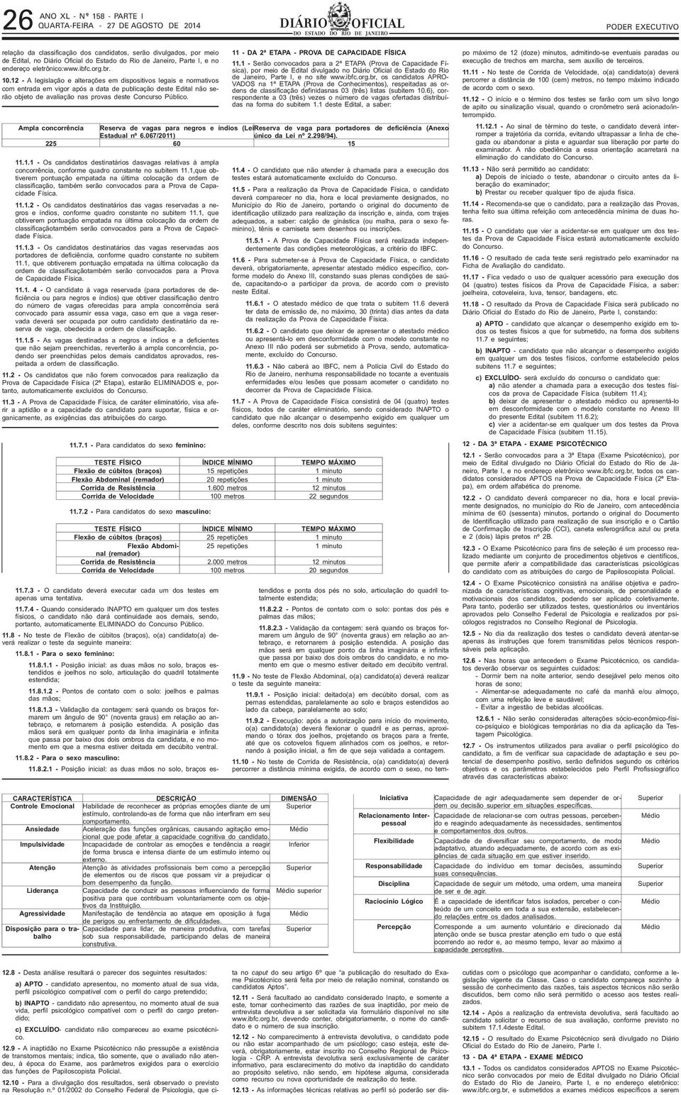 11 - DA 2ª ETAPA - PROVA DE CAPACIDADE FÍSICA 11.