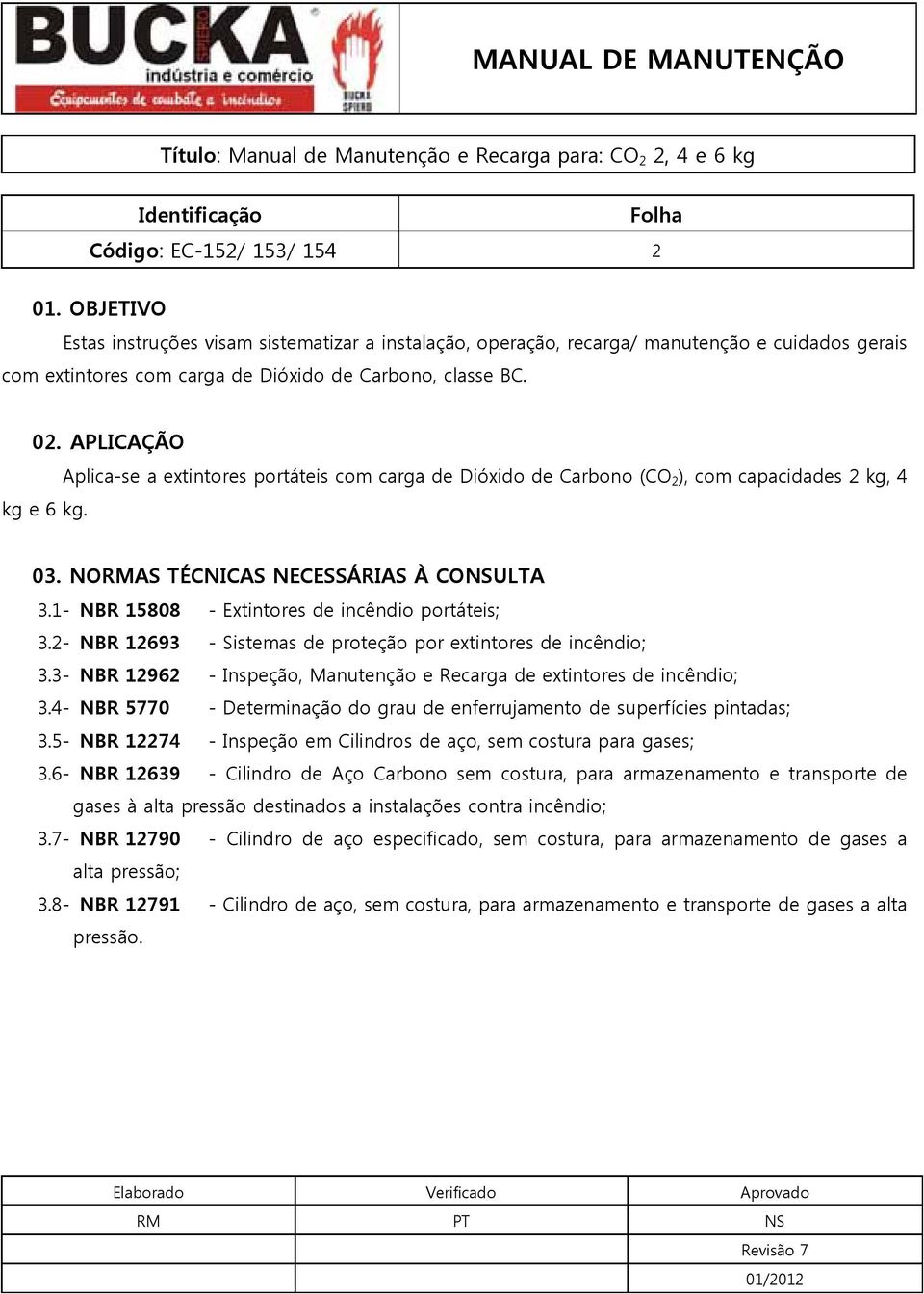 1- NBR 15808 - Extintores de incêndio portáteis; 3.2- NBR 12693 - Sistemas de proteção por extintores de incêndio; 3.3- NBR 12962 - Inspeção, Manutenção e Recarga de extintores de incêndio; 3.