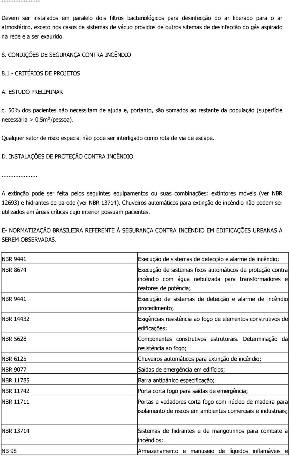 50% dos pacientes não necessitam de ajuda e, portanto, são somados ao restante da população (superfície necessária > 0.5m²/pessoa).