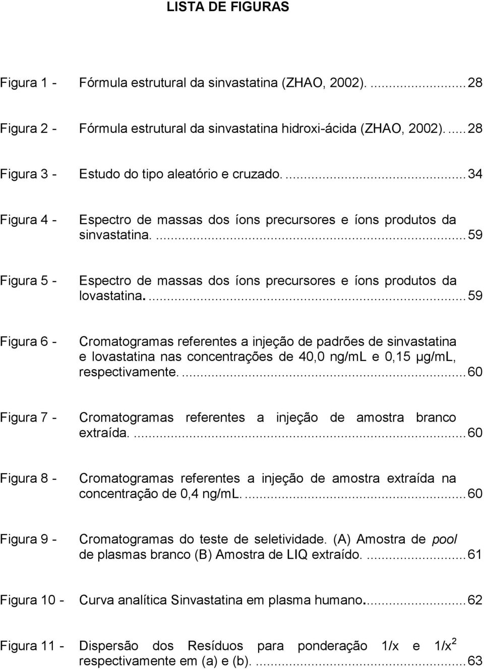 ... 59 Figura 5 - Espectro de massas dos íons precursores e íons produtos da lovastatina.