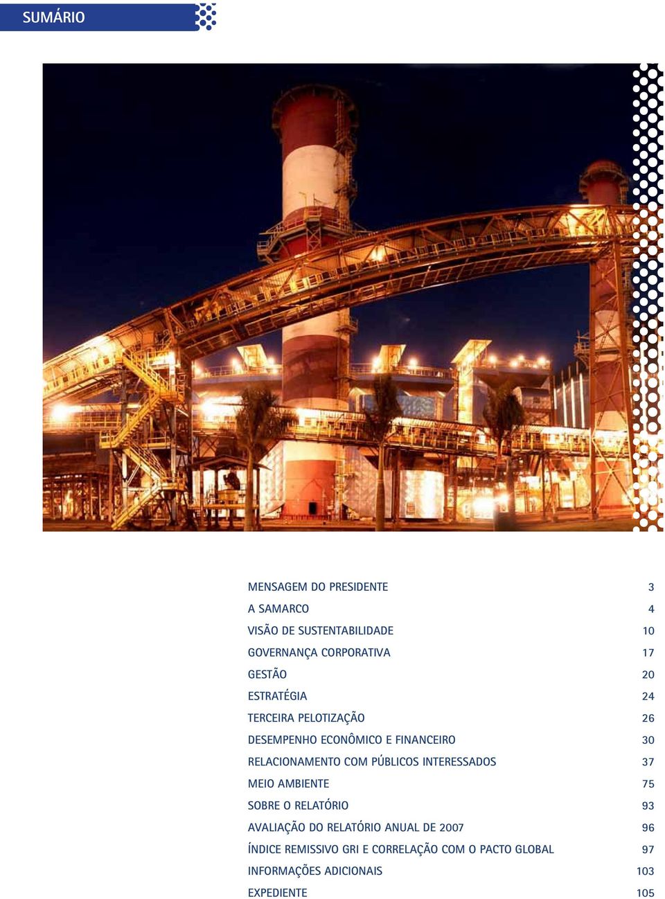 Interessados 37 Meio Ambiente 75 Sobre o Relatório 93 Avaliação do Relatório Anual de 2007 96 Índice Remissivo