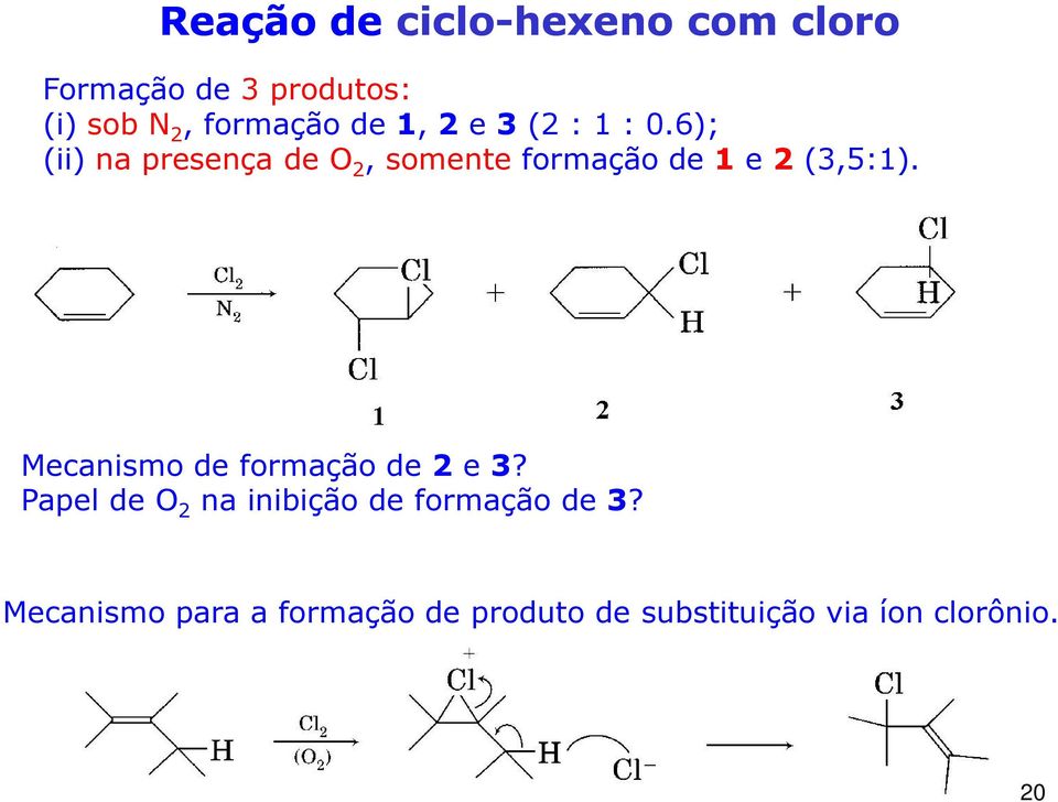 6); (ii) na presença de O 2, somente formação de 1 e 2 (3,5:1).