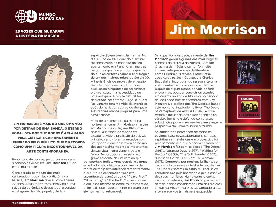 Fenómeno de vendas, percursor musical e sinónimo de excessos: Jim Morrison é tudo isto e muito mais.