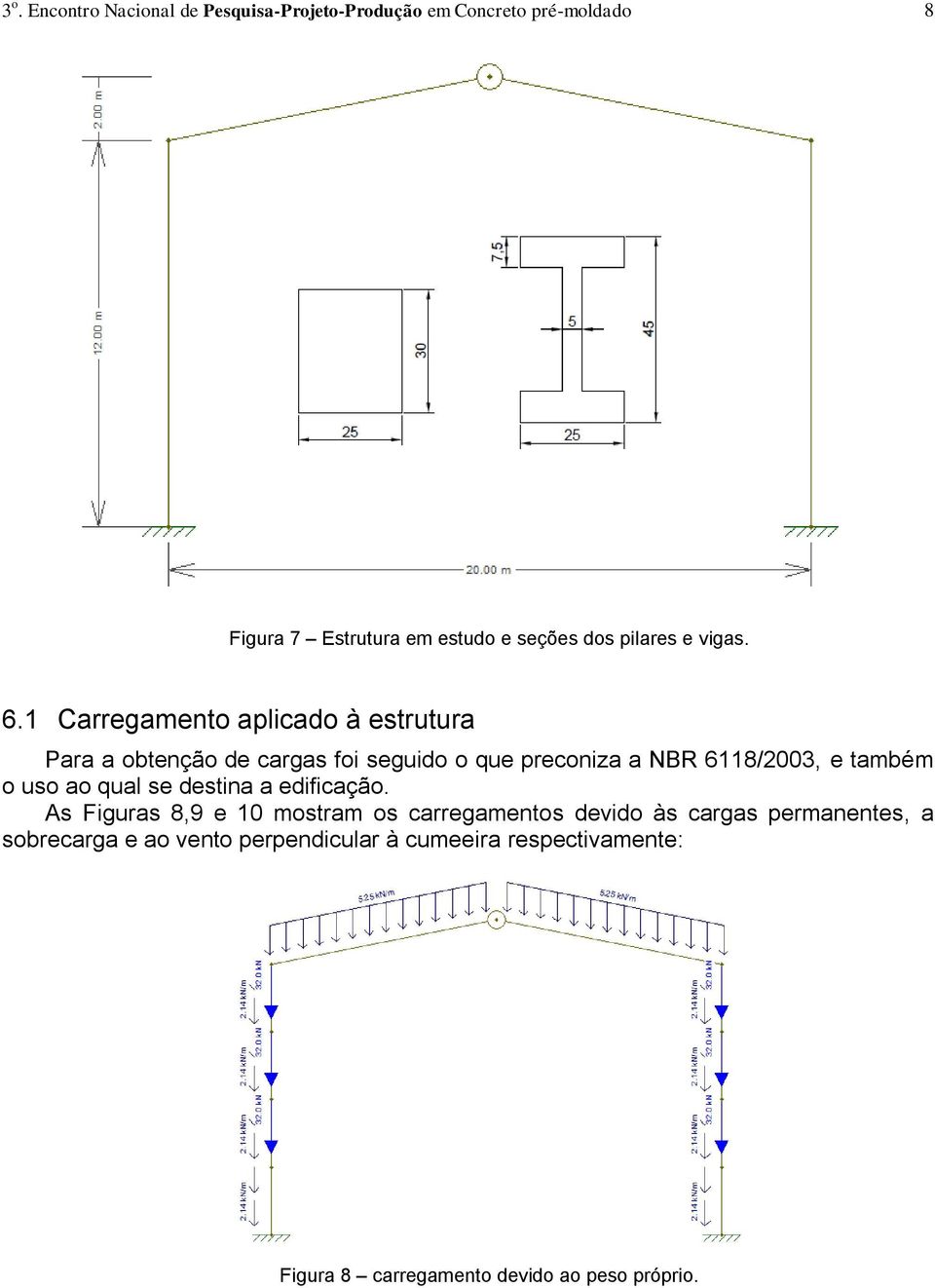 1 Carregamento aplicado à estrutura Para a obtenção de cargas foi seguido o que preconiza a NBR 6118/2003, e também o