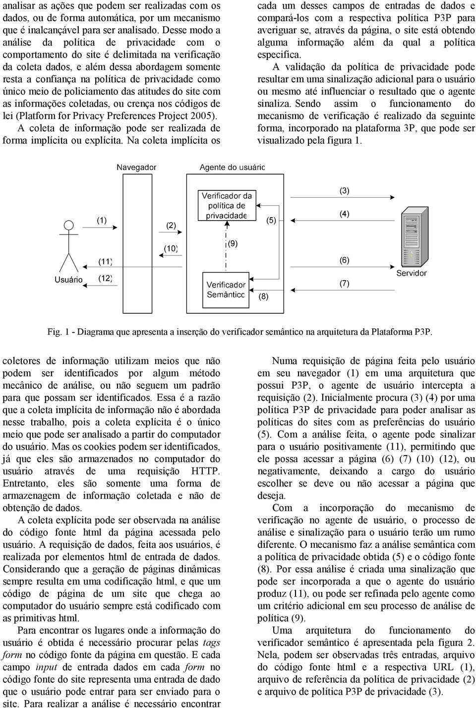 como único meio de policiamento das atitudes do site com as informações coletadas, ou crença nos códigos de lei (Platform for Privacy Preferences Project 2005).