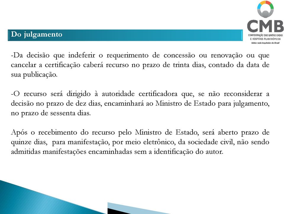 -O recurso será dirigido à autoridade certificadora que, se não reconsiderar a decisão no prazo de dez dias, encaminhará ao Ministro de Estado para