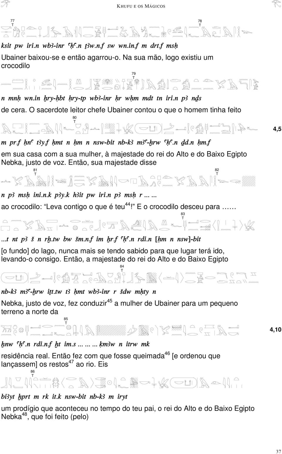 n nsw-bit nb-ka maa-xrw aha.n Dd.n Hm.f em sua casa com a sua mulher, à majestade do rei do Alto e do Baixo Egipto Nebka, justo de voz. Então, sua majestade disse 81 82 n pa msh ini.n.k pay.