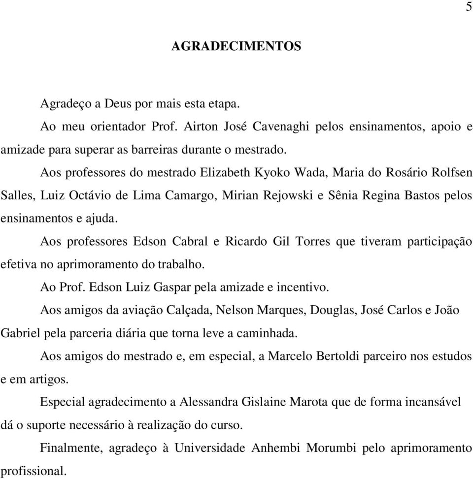 Aos professores Edson Cabral e Ricardo Gil Torres que tiveram participação efetiva no aprimoramento do trabalho. Ao Prof. Edson Luiz Gaspar pela amizade e incentivo.