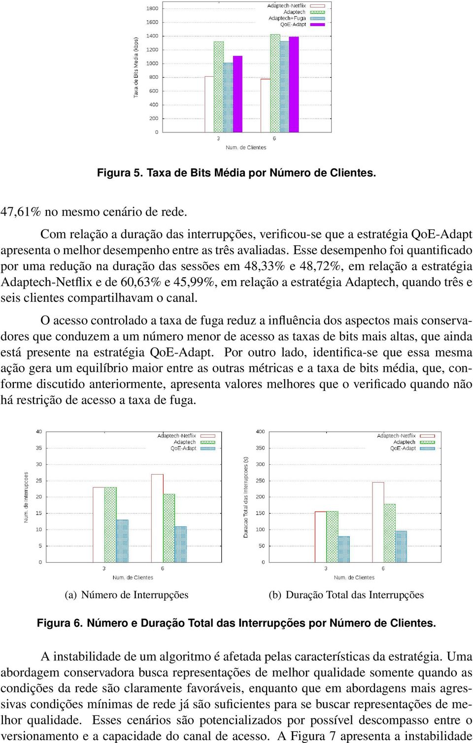 Esse desempenho foi quantificado por uma redução na duração das sessões em 48,33% e 48,72%, em relação a estratégia Adaptech-Netflix e de 60,63% e 45,99%, em relação a estratégia Adaptech, quando