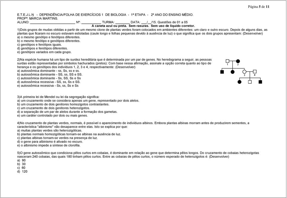 Depois de alguns dias, as plantas que ficaram no escuro estavam estioladas (caule longo e folhas pequenas devido à ausência de luz) o que significa que os dois grupos apresentam: (Desenvolver) a) o