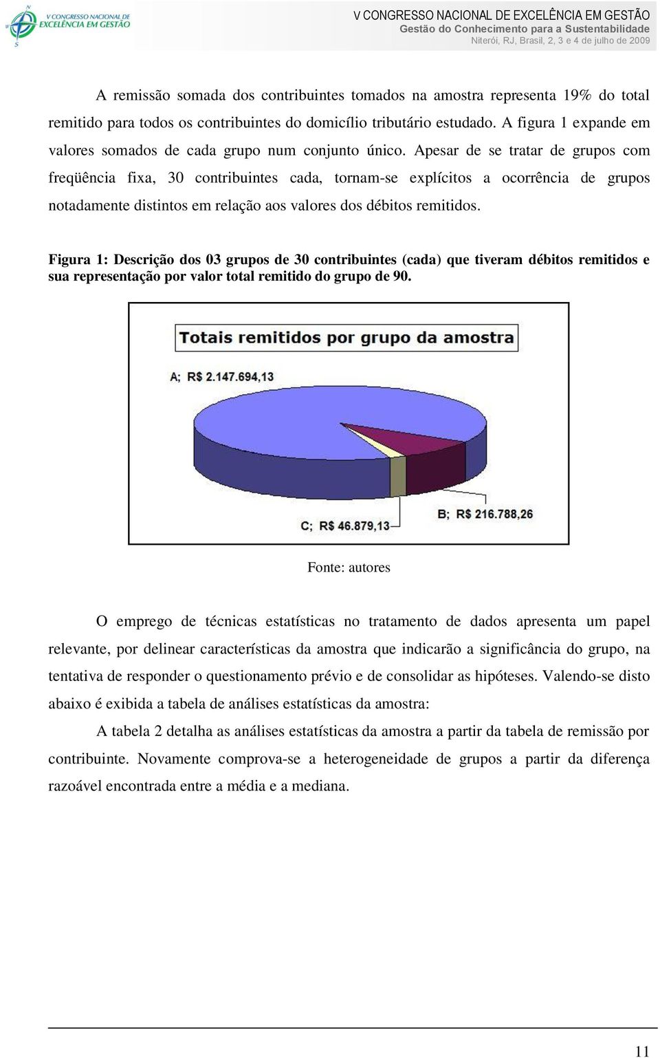 Apesar de se tratar de grupos com freqüência fixa, 30 contribuintes cada, tornam-se explícitos a ocorrência de grupos notadamente distintos em relação aos valores dos débitos remitidos.