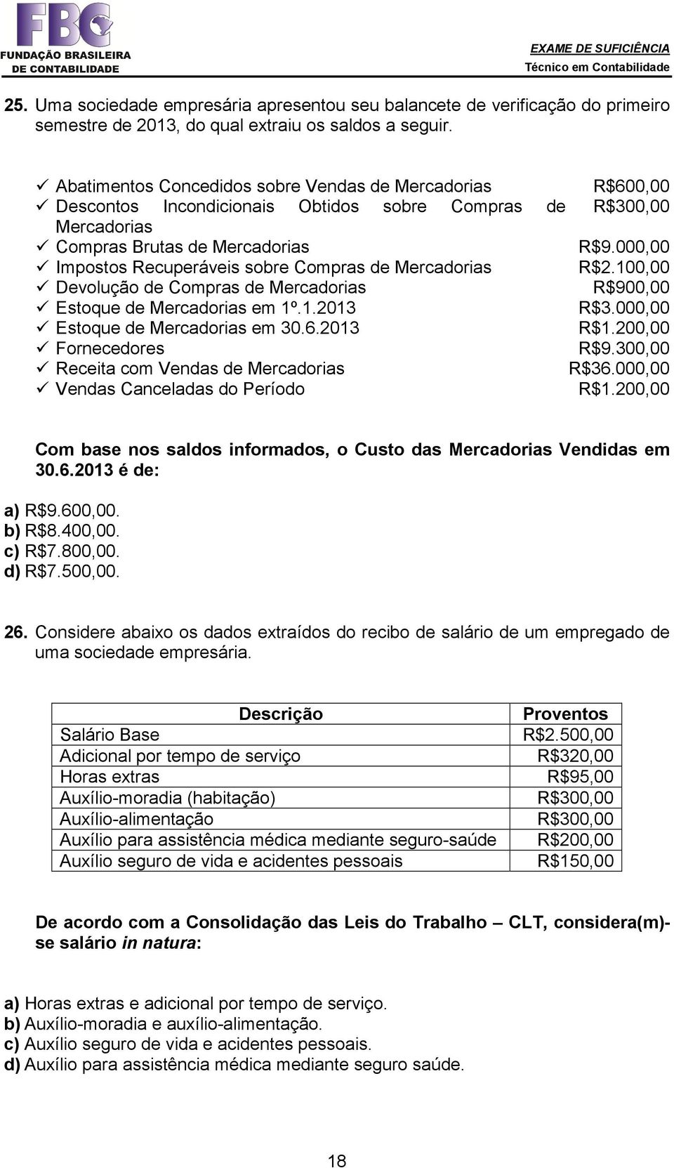 000,00 Impostos Recuperáveis sobre Compras de Mercadorias R$2.100,00 Devolução de Compras de Mercadorias R$900,00 Estoque de Mercadorias em 1º.1.2013 R$3.000,00 Estoque de Mercadorias em 30.6.