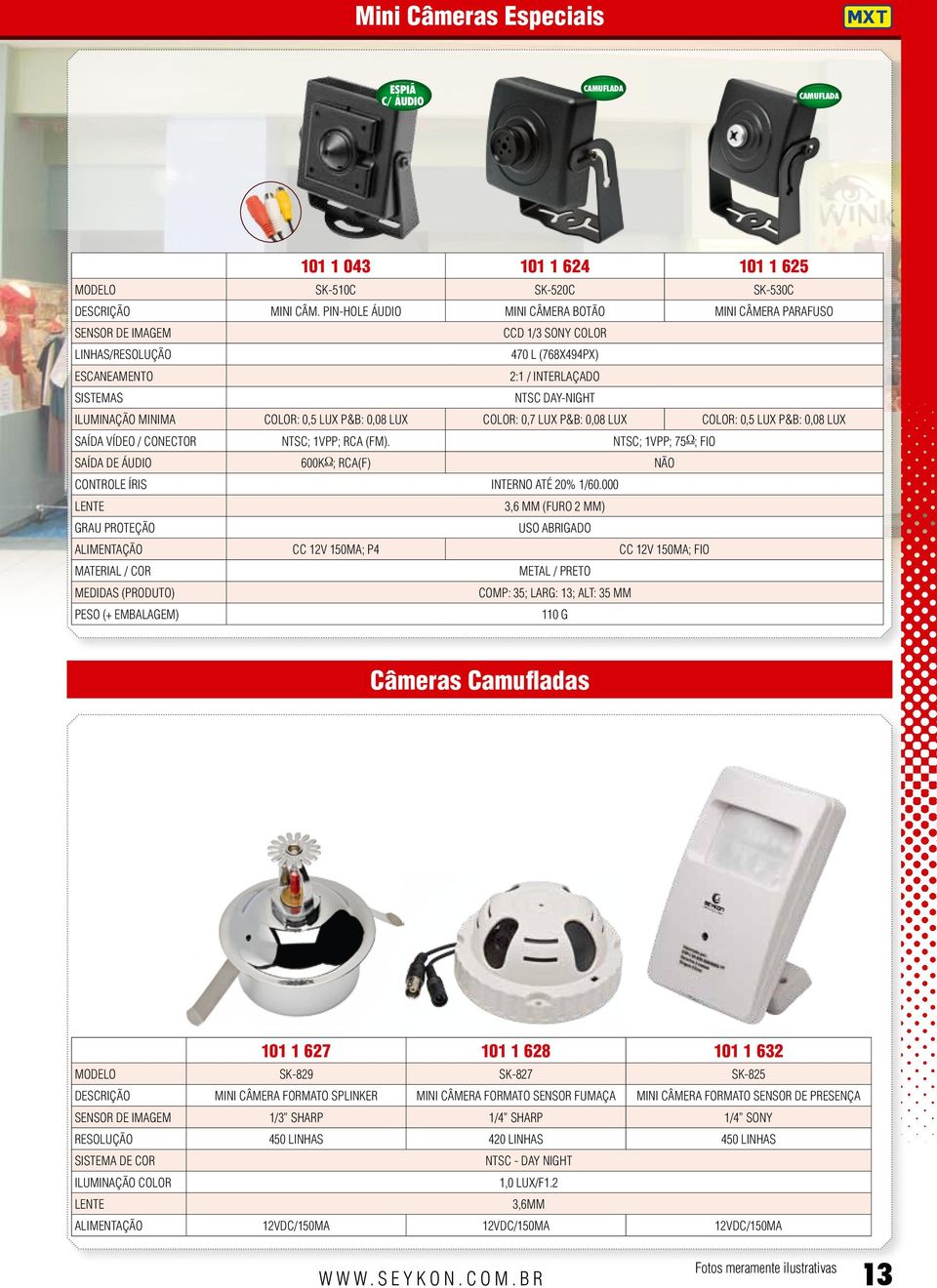 NTSC; 1Vpp; rca (fm). NTSC; 1Vpp; 75 Ω ; FIO SAÍDA de áudio 600K Ω ; RCA(f) não Controle íris Interno até 20% 1/60.