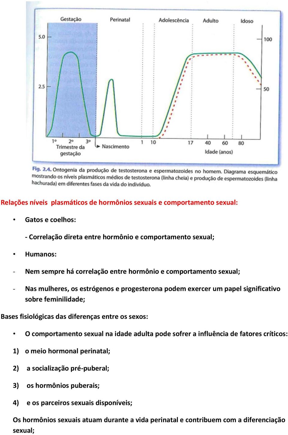 fisiológicas das diferenças entre os sexos: O comportamento sexual na idade adulta pode sofrer a influência de fatores críticos: 1) o meio hormonal perinatal; 2) a