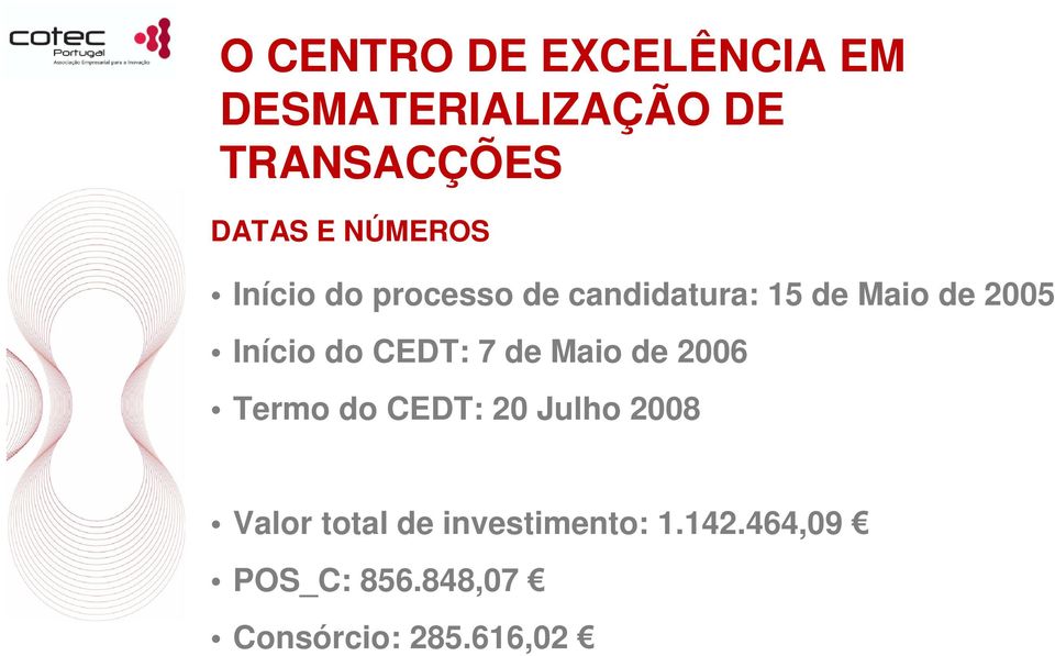 do CEDT: 7 de Maio de 2006 Termo do CEDT: 20 Julho 2008 Valor total