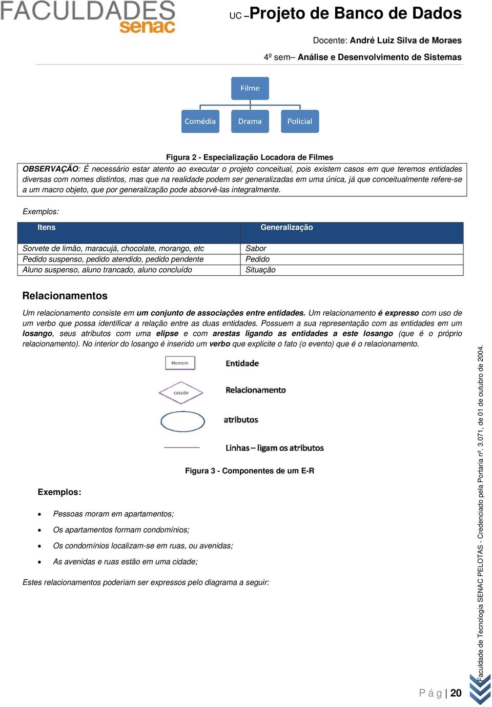 Exempls: Itens Srvete de limã, maracujá, chclate, mrang, etc Pedid suspens, pedid atendid, pedid pendente Alun suspens, alun trancad, alun cncluíd Generalizaçã Sabr Pedid Situaçã Relacinaments Um